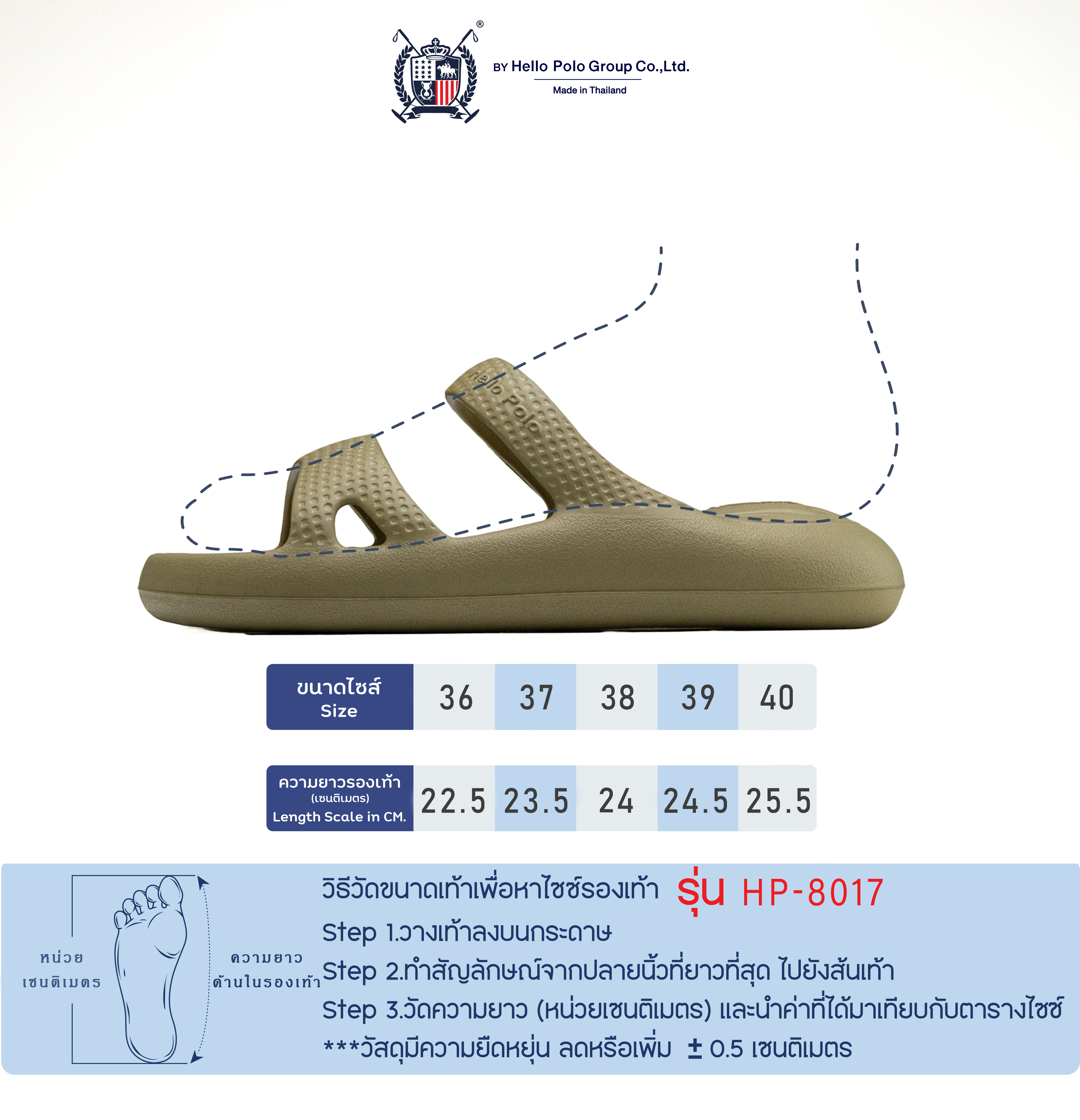 คู่มือไซส์ HP8017