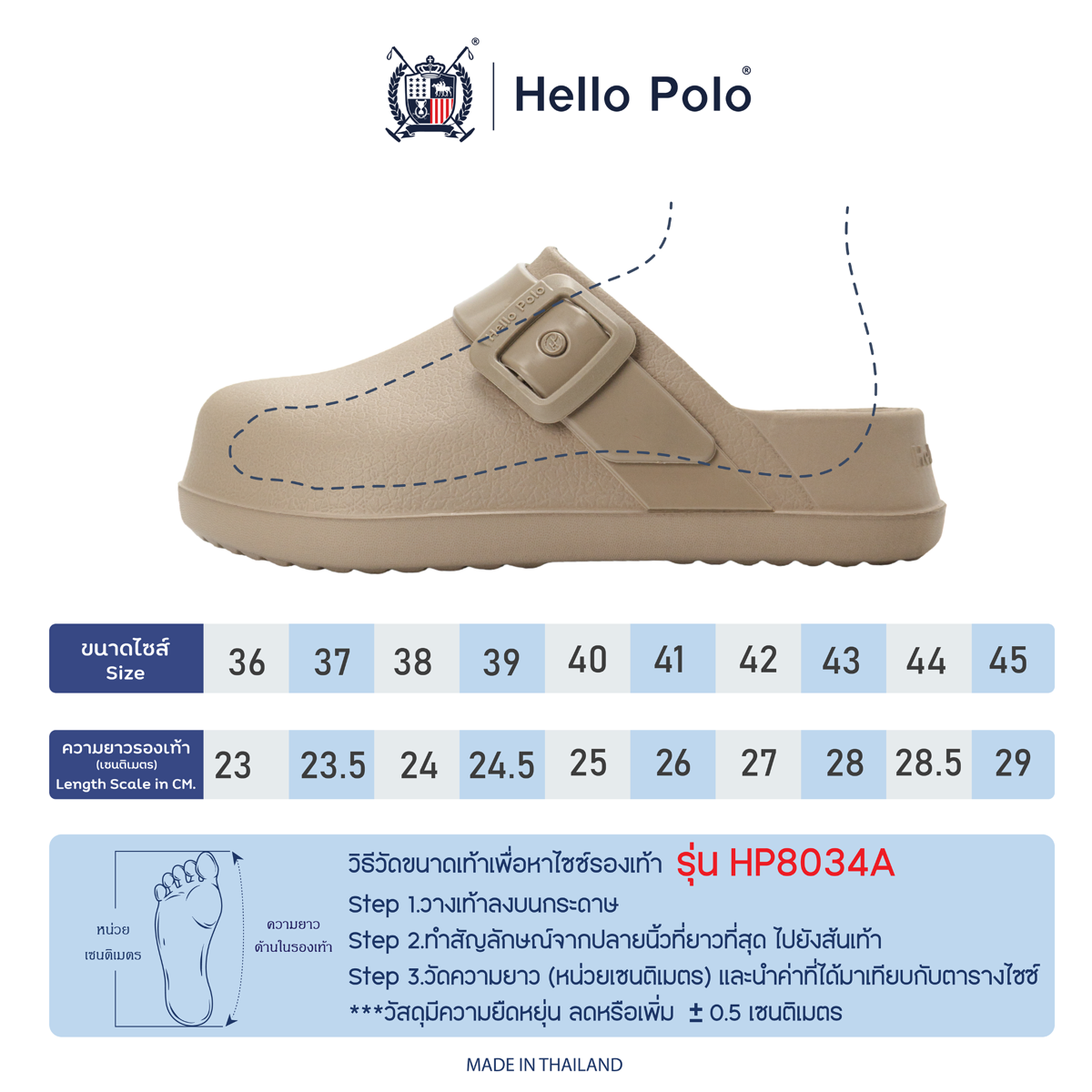คู่มือไซส์ HP8034A